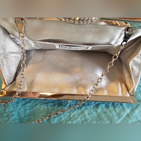 Vintage La Regale Clutch/Shoulder Bag with rhinestone clasp closure (light grey/ - Picture 9 of 10